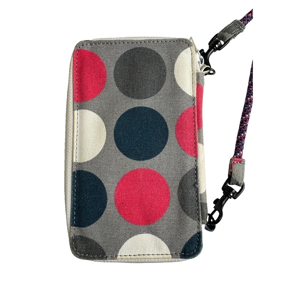 Kavu Go Time Bi-Fold Crossbody Wallet Bag 7.5x4" Zip Polka Dot Preppy School - Picture 4 of 13